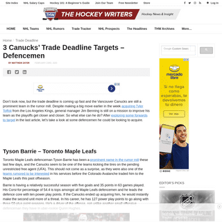 A complete backup of thehockeywriters.com/canucks-2020-trade-deadline-targets-defencemen/