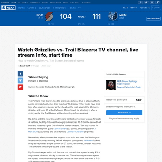 Watch Grizzlies vs. Trail Blazers- TV channel, live stream info, start time - CBSSports.com