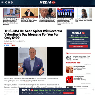 A complete backup of www.mediaite.com/politics/this-just-in-sean-spicer-will-record-a-valentines-day-message-for-you-for-only-19