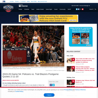 A complete backup of www.nba.com/pelicans/2019-20-game-54-pelicans-vs-trail-blazers-postgame-quotes-2-11-20
