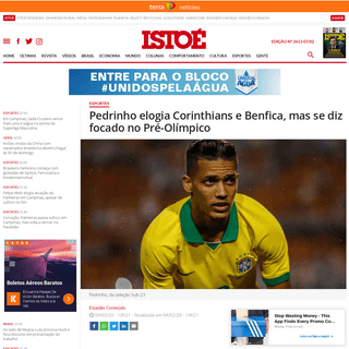 Pedrinho elogia Corinthians e Benfica, mas se diz focado no PrÃ©-OlÃ­mpico - ISTOÃ‰ Independente