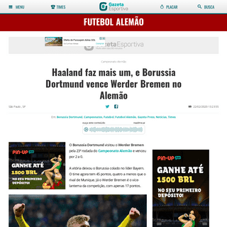 A complete backup of www.gazetaesportiva.com/campeonatos/bundesliga-19/haaland-faz-mais-um-e-borussia-dortmund-vence-werder-brem