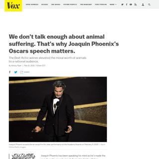 Oscars 2020- Why Joaquin Phoenixâ€™s speech on animal rights matters - Vox