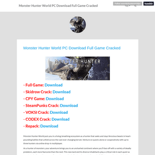 Monster Hunter World PC Download Full Game Cracked