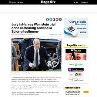 A complete backup of pagesix.com/2020/02/21/jury-in-harvey-weinstein-trial-done-re-hearing-annabella-sciorra-testimony/