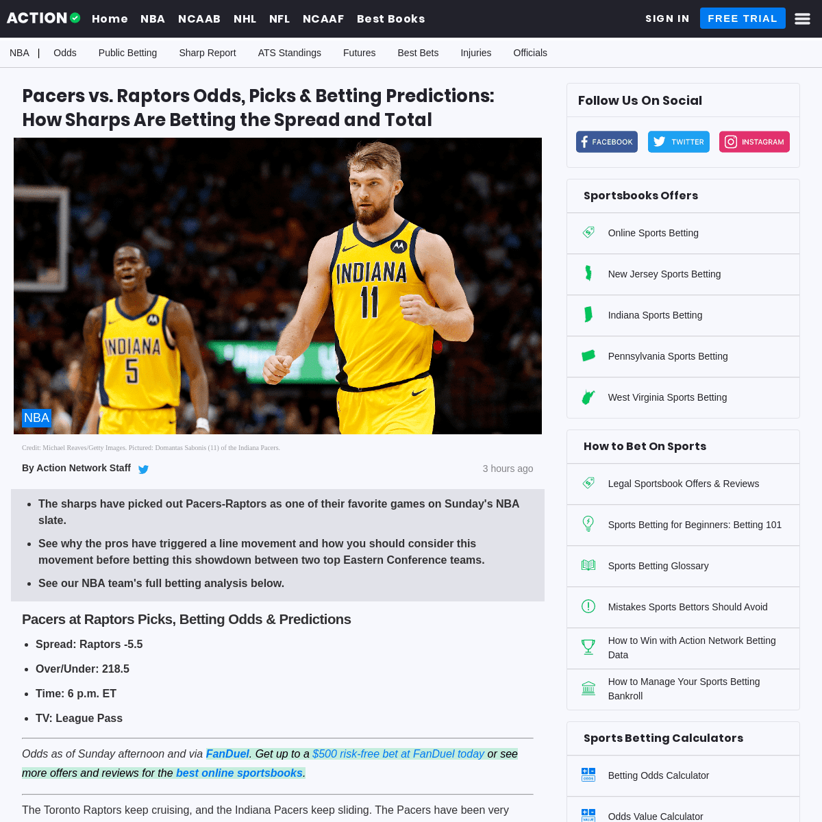 A complete backup of www.actionnetwork.com/nba/pacers-vs-raptors-odds-picks-betting-predictions-february-23-2020