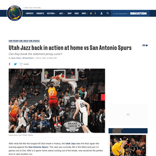 A complete backup of www.slcdunk.com/2020/2/21/21147522/utah-jazz-san-antonio-spurs-february-21-game-preview-and-thread