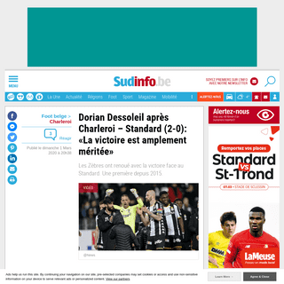 Dorian Dessoleil aprÃ¨s Charleroi â€“ Standard (2-0)- Â«La victoire est amplement mÃ©ritÃ©eÂ»