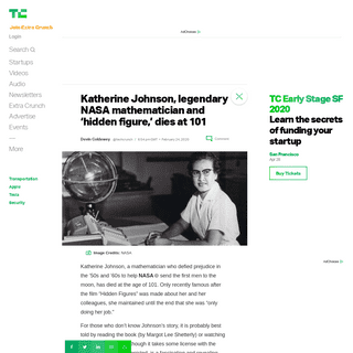 A complete backup of techcrunch.com/2020/02/24/katherine-johnson-legendary-nasa-mathematician-and-hidden-figure-dies-at-101/