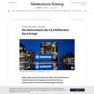 A complete backup of www.sueddeutsche.de/wirtschaft/thyssenkrupp-aufzugsspart-finanzinvestoren-verkauf-1.4823674