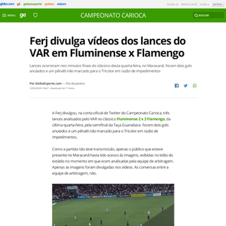Ferj divulga vÃ­deos dos lances do VAR em Fluminense x Flamengo - campeonato carioca - Globoesporte