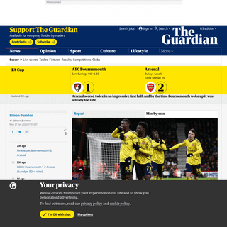 A complete backup of www.theguardian.com/football/live/2020/jan/27/bournemouth-v-arsenal-fa-cup-fourth-round-live