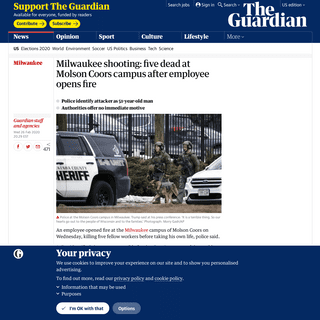 A complete backup of www.theguardian.com/us-news/2020/feb/26/milwaukee-shooting-reports-police-molson-coors
