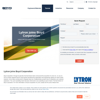 Lytron joins Boyd Corporation