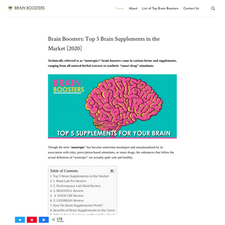 Brain Boosters- Top 5 Brain Supplements in the Market [2020]