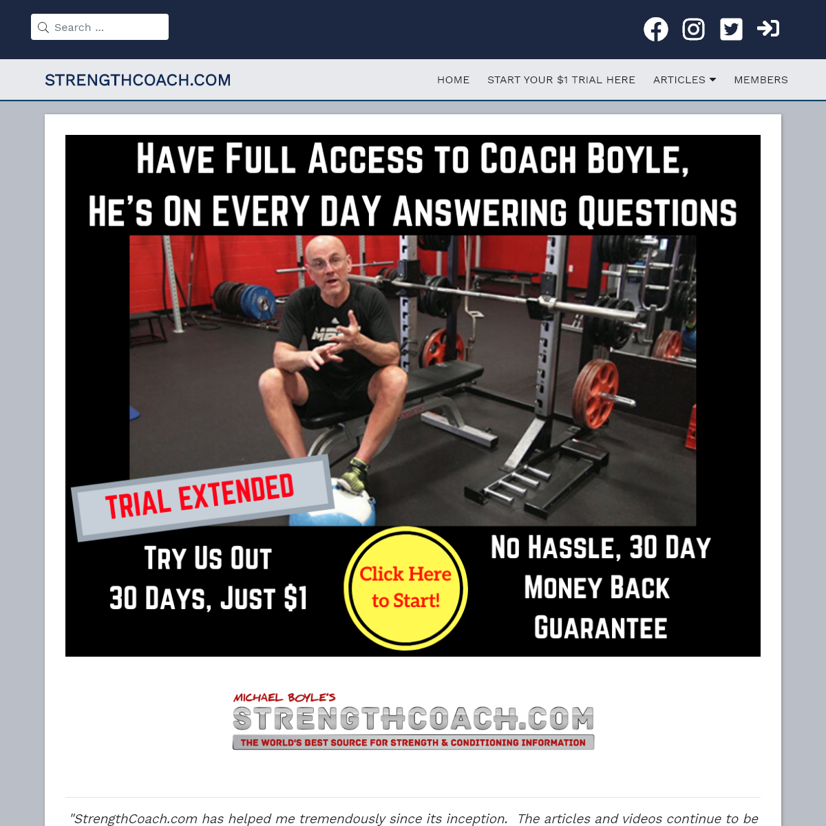 Strength Coach.com Strength and Conditioning Sports Training Information from Mike Boyle
