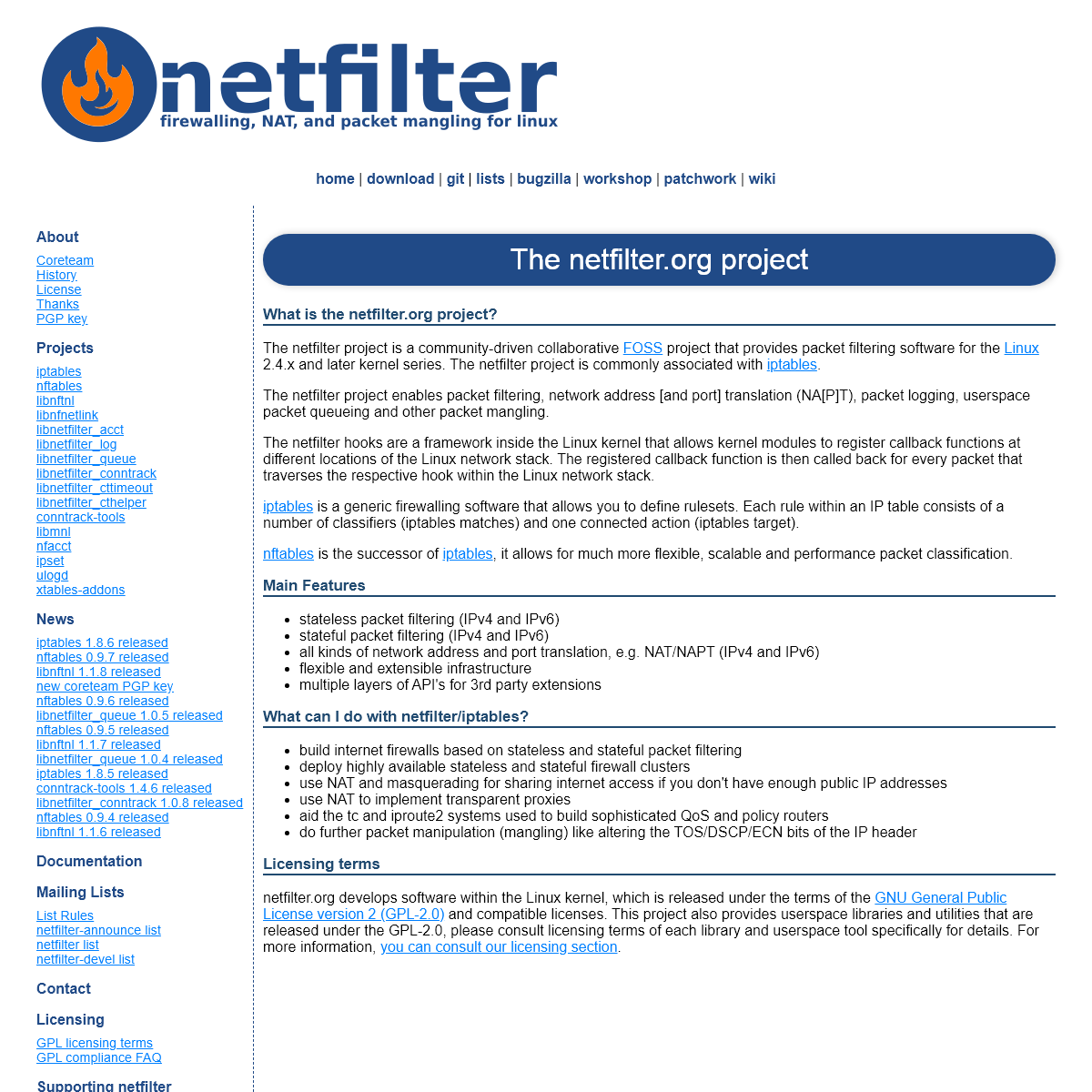 A complete backup of nftables.org