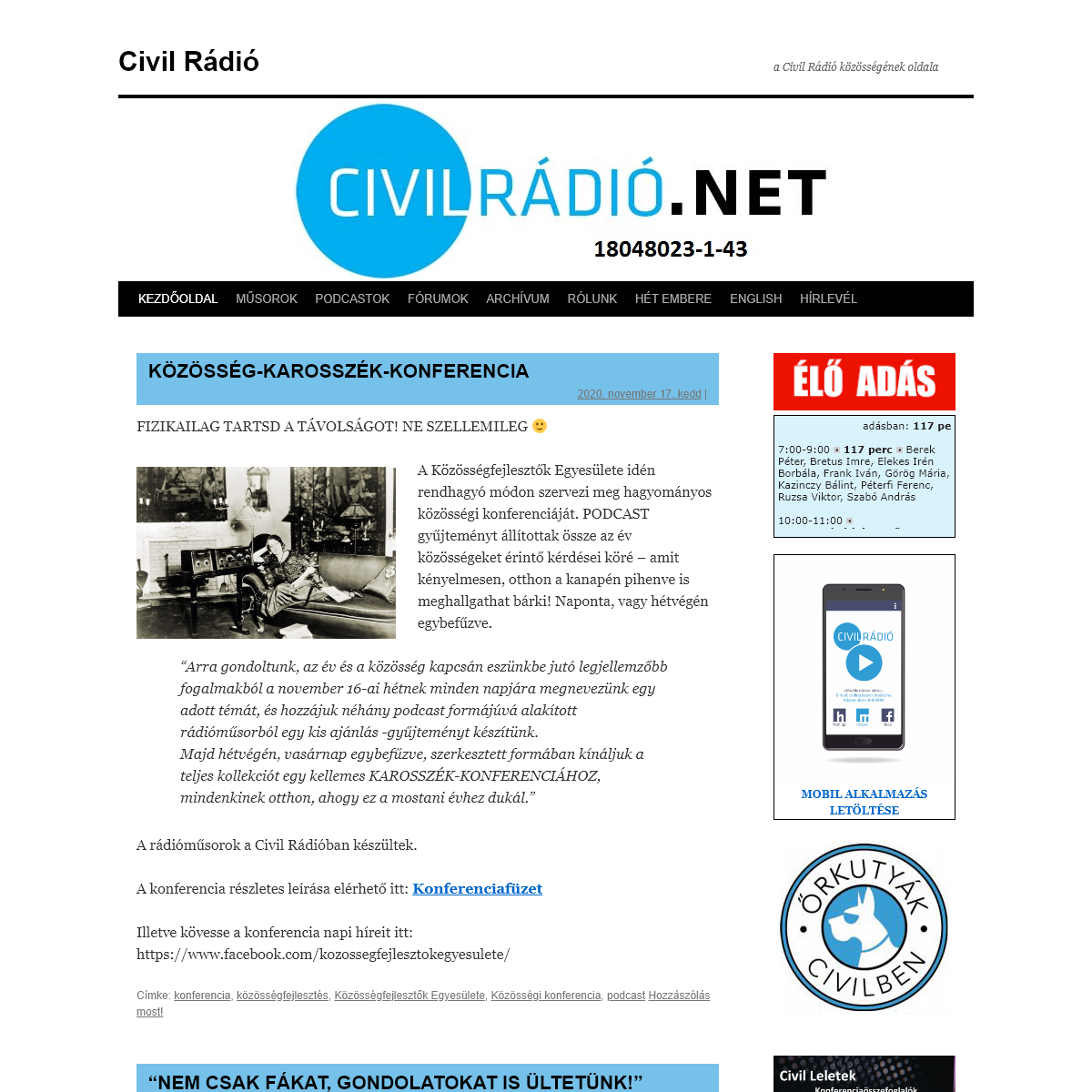 A complete backup of civilradio.hu