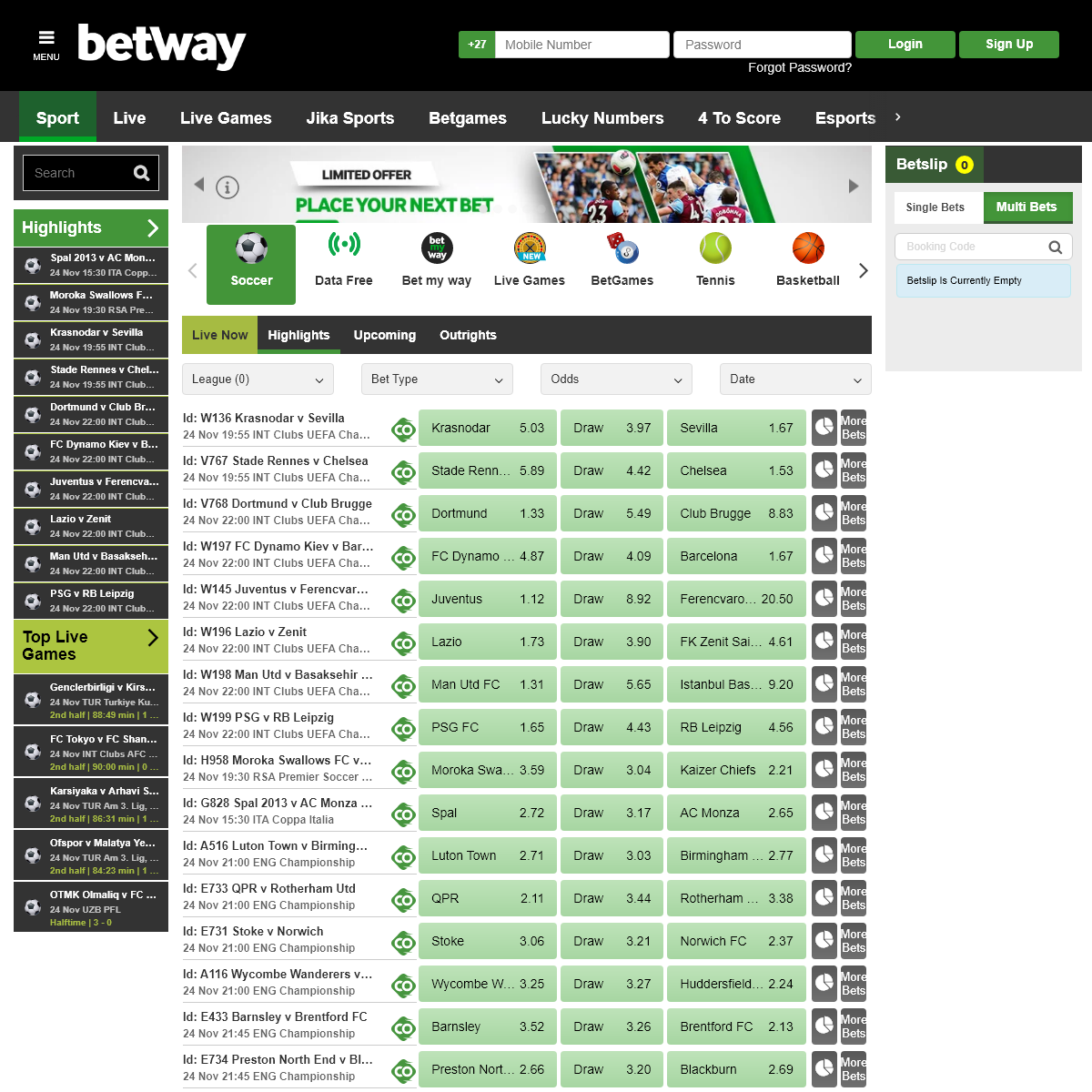 A complete backup of betway.co.za