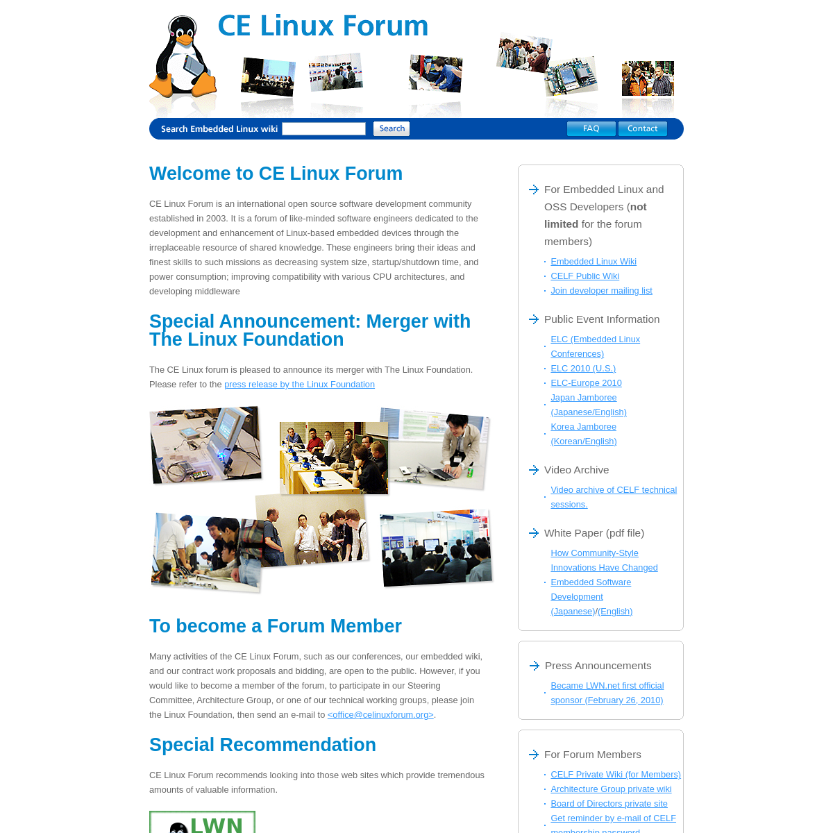 CE Linux Forum web site