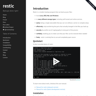A complete backup of restic.net