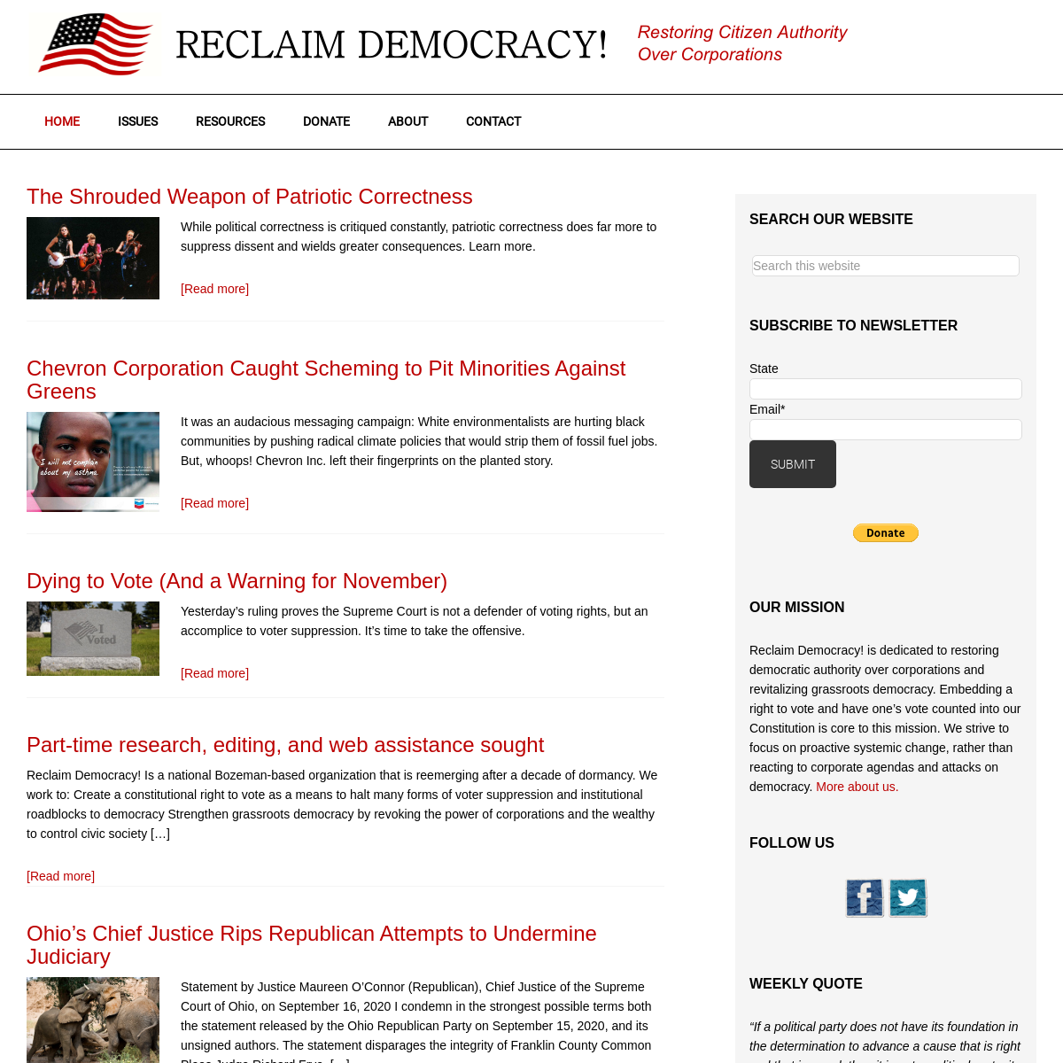 A complete backup of reclaimdemocracy.org
