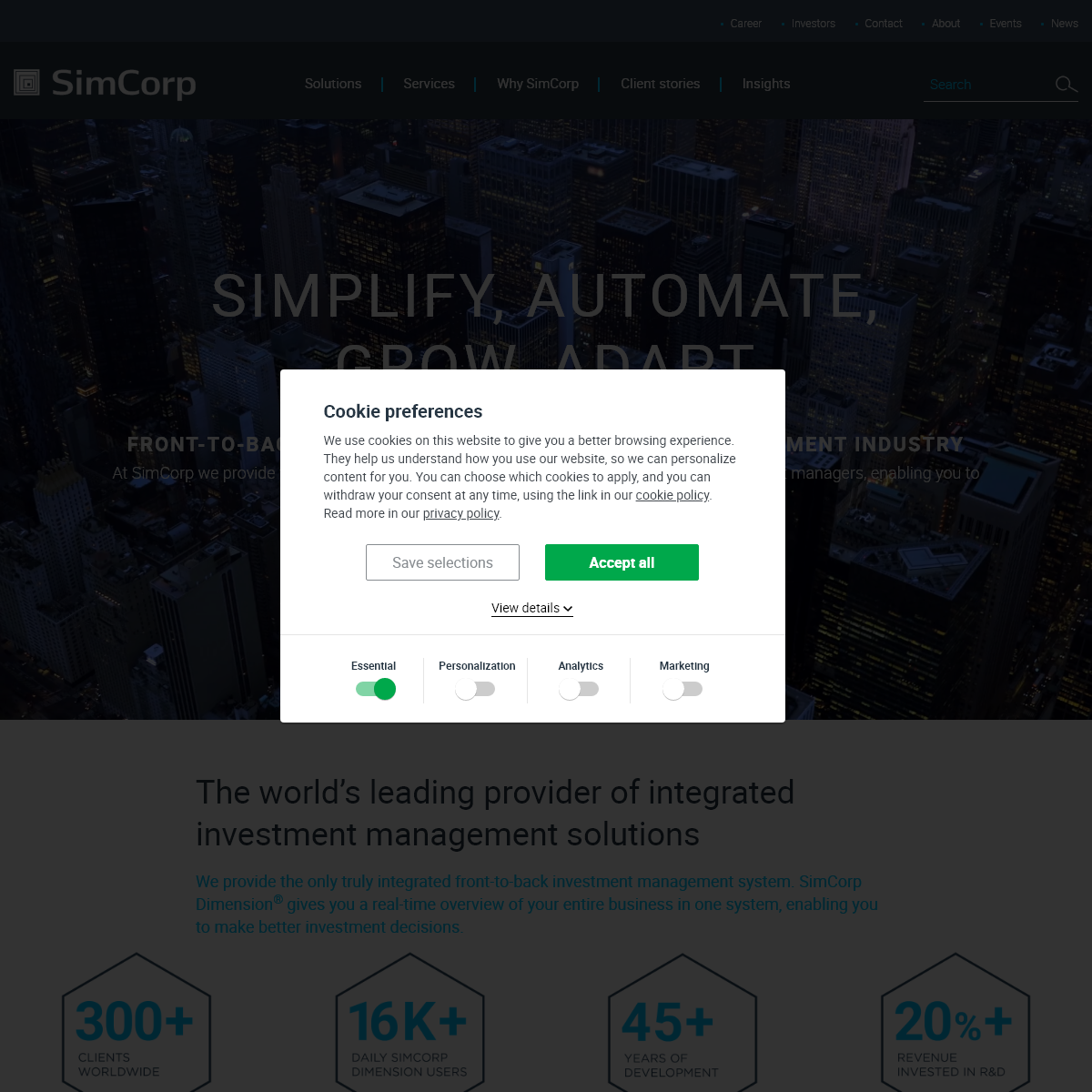 Integrated investment management solutions - SimCorp