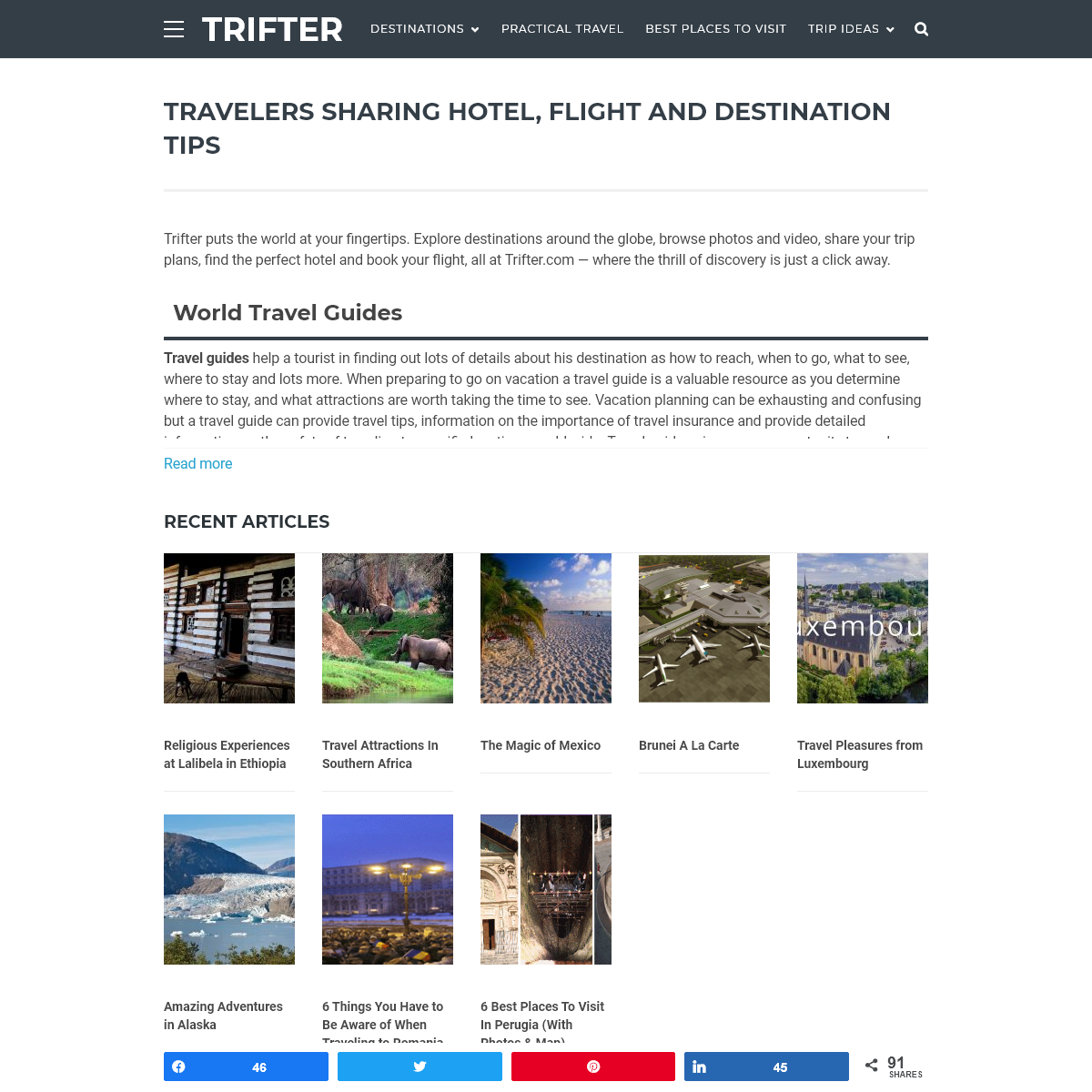 Travelers Sharing Hotel, Flight and Destination Tips - Trifter