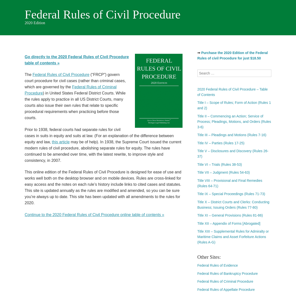 A complete backup of federalrulesofcivilprocedure.org