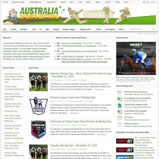 Australia Sports Betting - News, data, tools, tips and resources for sports betting enthusiasts