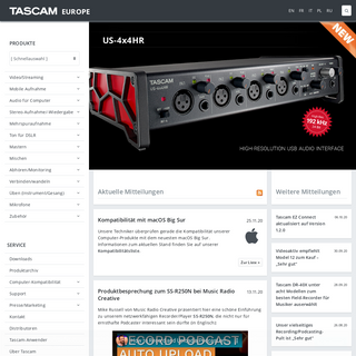 Tascam Europa - Audio-AufnahmegerÃ¤te fÃ¼r Rundfunk, Tonstudio und Musiker