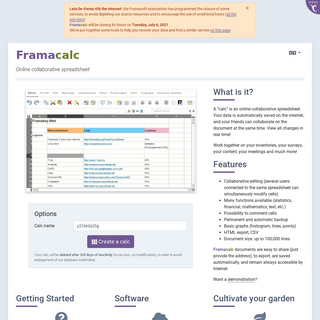 Framacalc - Online collaborative spreadsheet