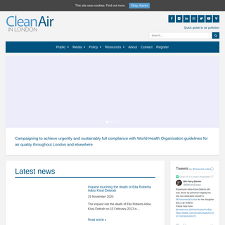 Clean Air in London â€“ Campaigning to achieve urgently and sustainably compliance with World Health Organisation guidelines for
