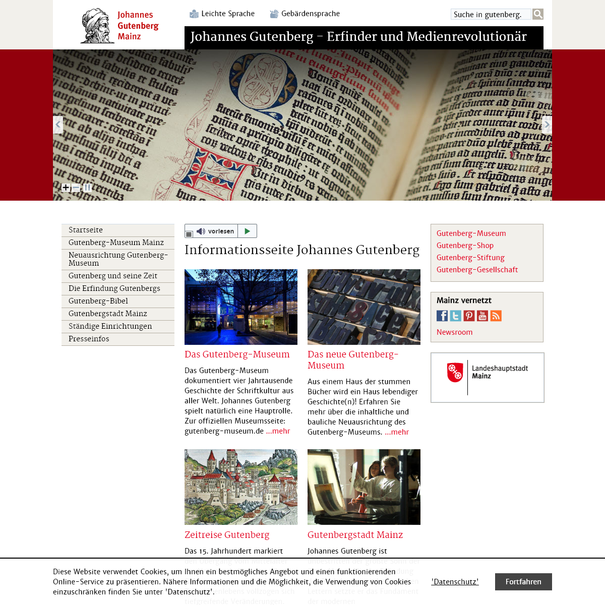 Informationsseite Johannes Gutenberg