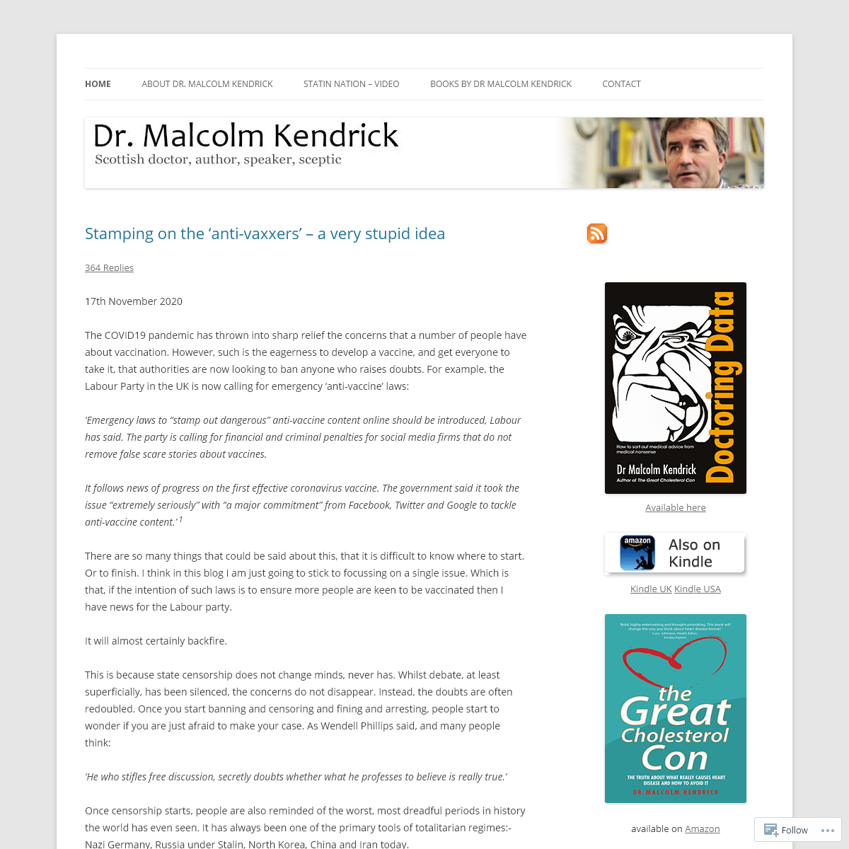 A complete backup of drmalcolmkendrick.org