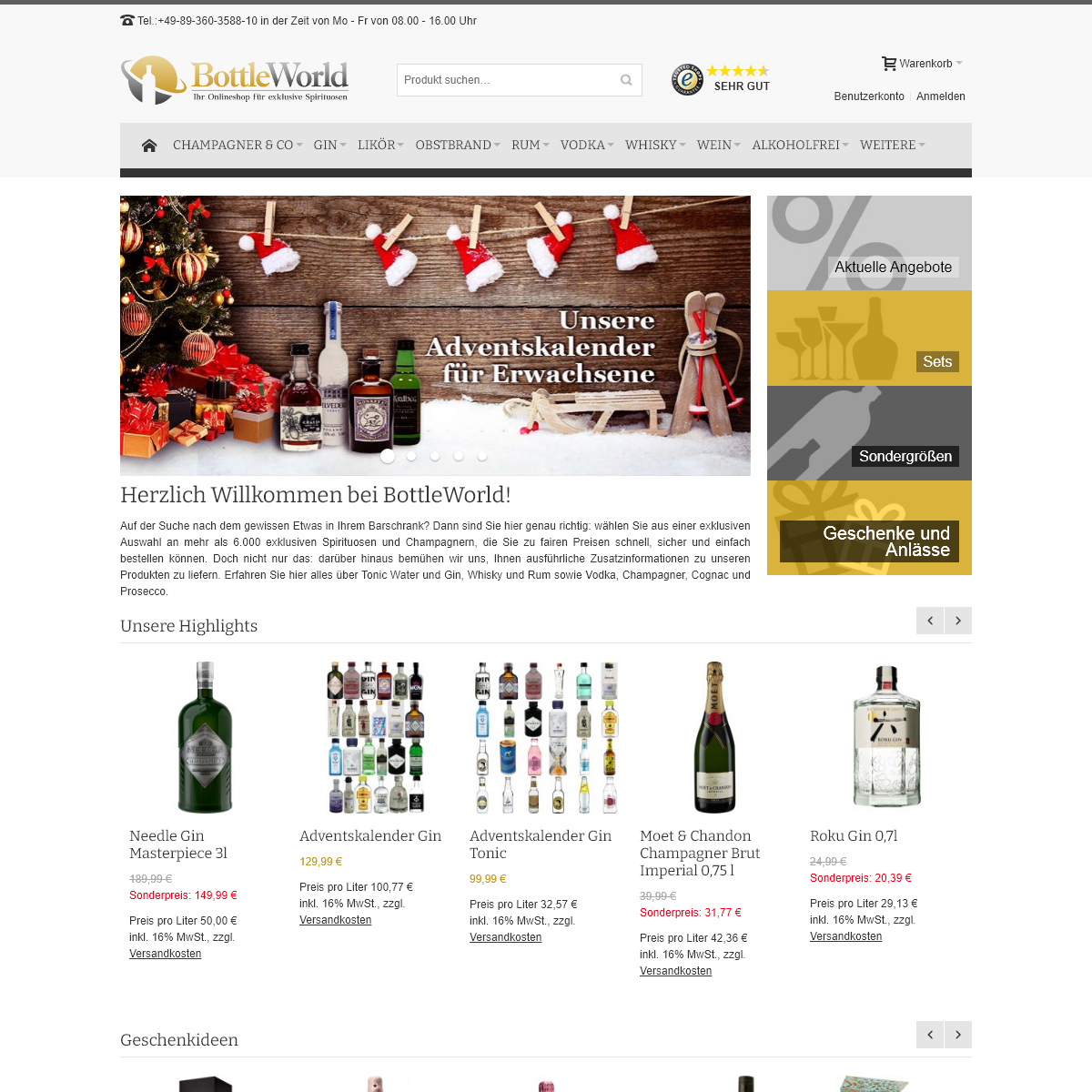 BottleWorld - Online Shop fÃ¼r exklusive Spirituosen und Champagner
