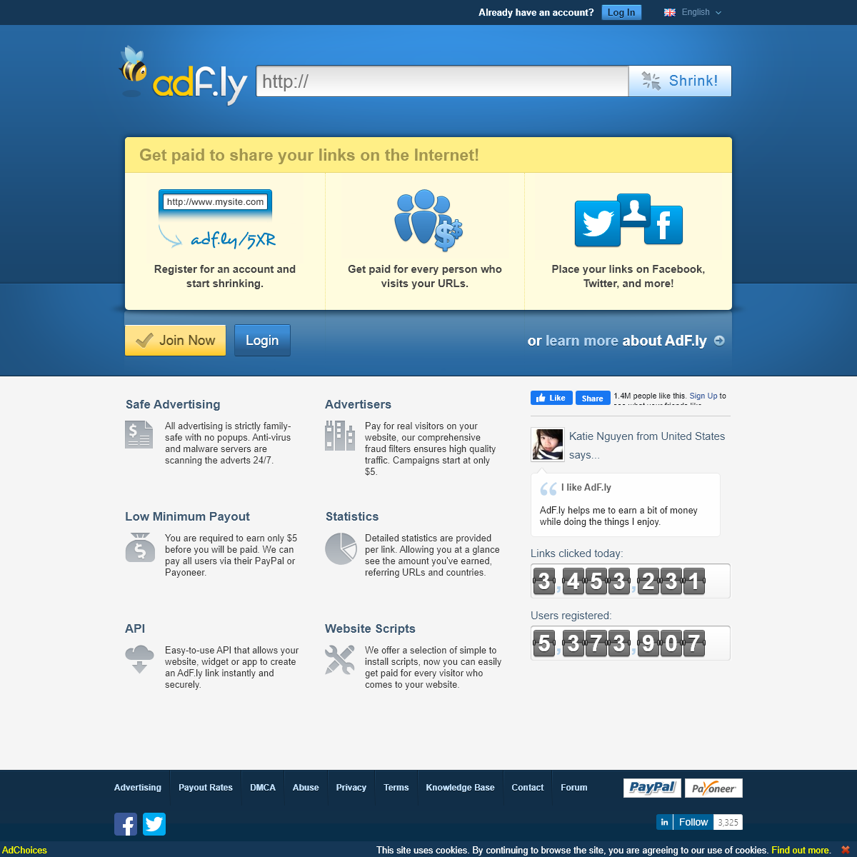 AdFly - The URL shortener service that pays you! Earn money for every visitor to your links.