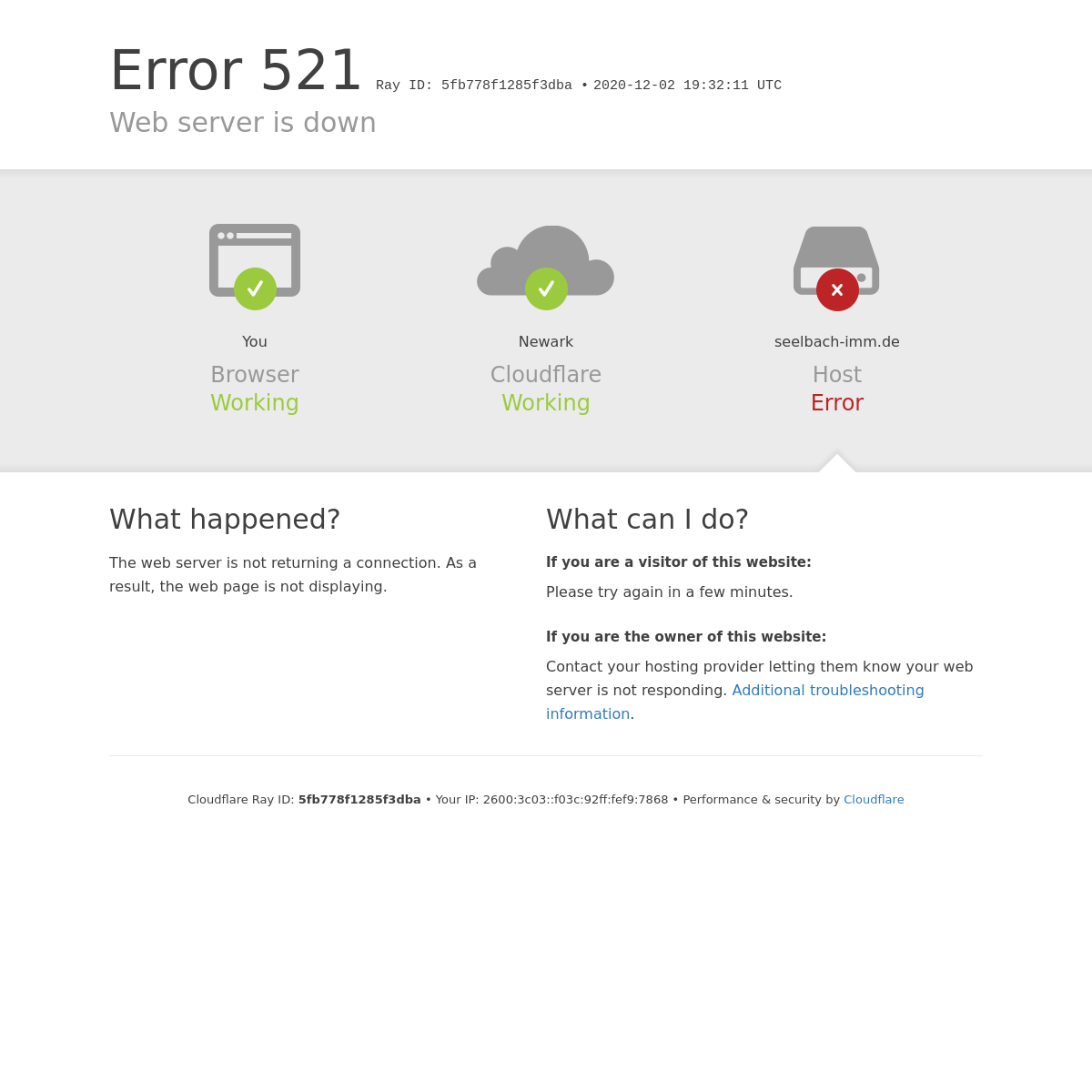 seelbach-imm.de - 521- Web server is down