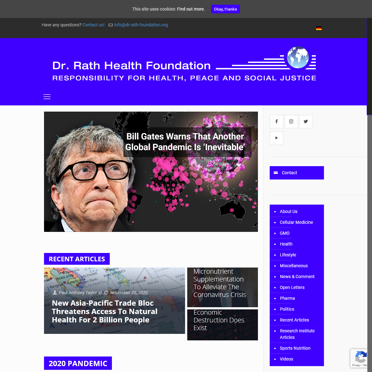 Dr. Rath Health Foundation â€“ Responsibility for Health, Peace and Social Justice