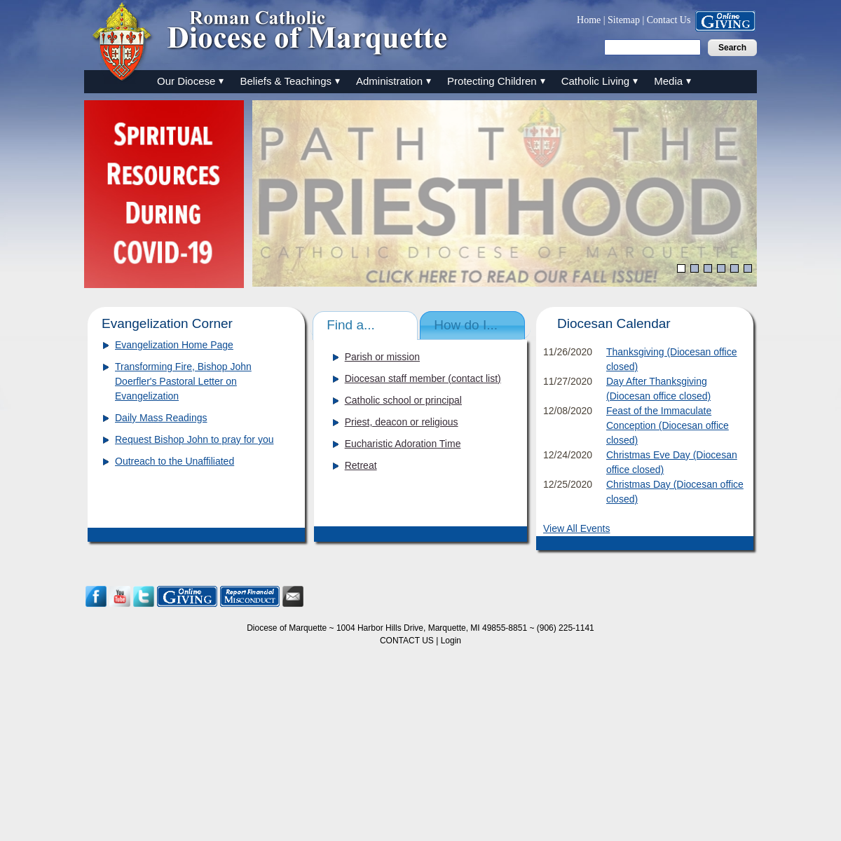 A complete backup of dioceseofmarquette.org
