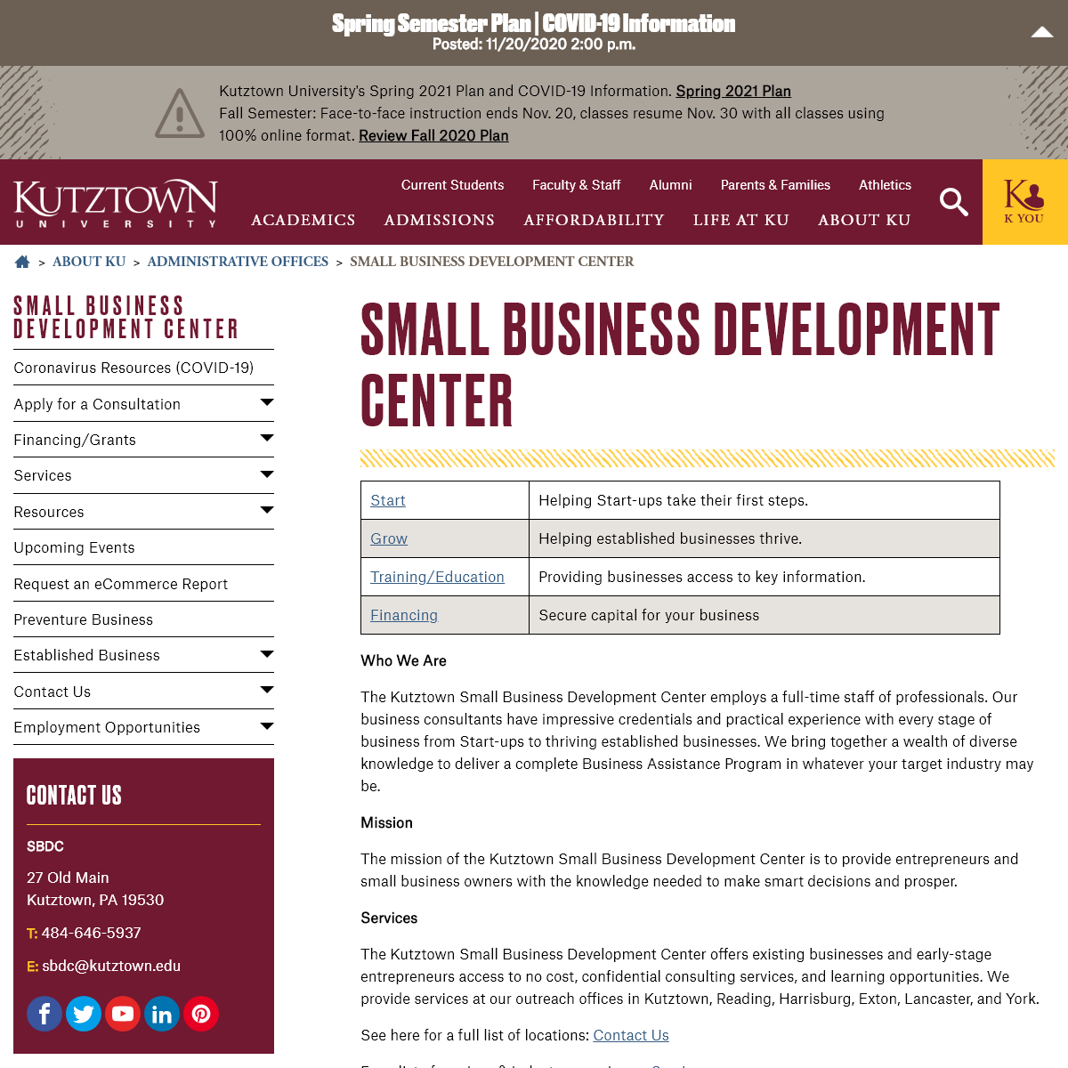 A complete backup of kutztownsbdc.org
