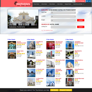78 Hotels in Pondicherry, List of Pondicherry Hotels in India