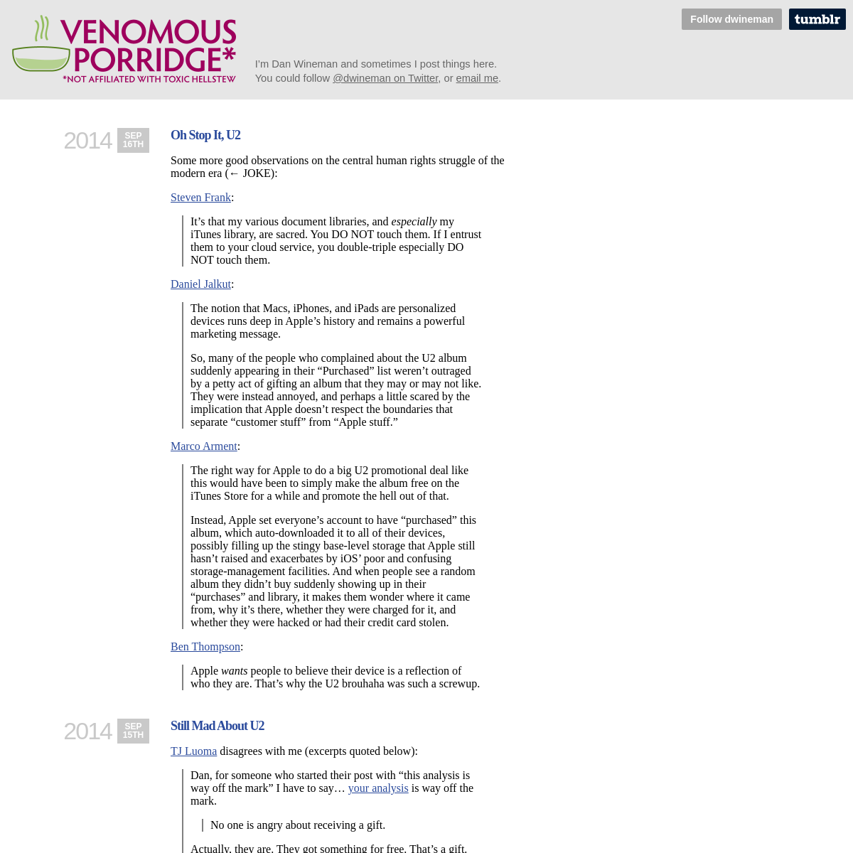 A complete backup of venomousporridge.com