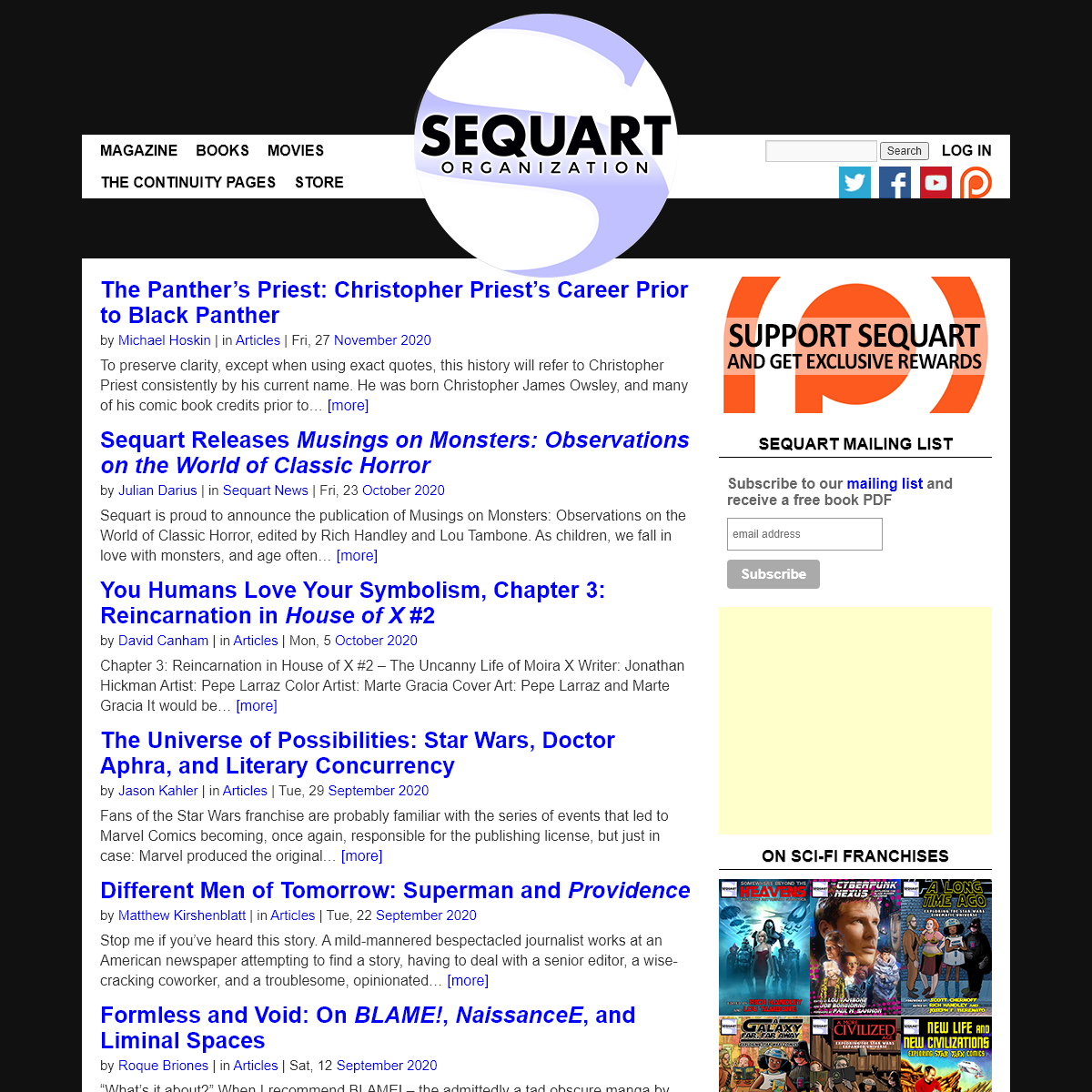 Sequart Organization -- advancing comics as art since 1996