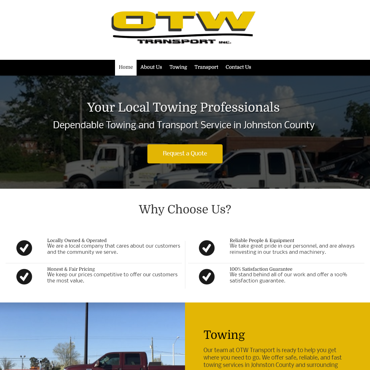 Dependable Towing and Transport Service in Johnston County - OTW Transport, Inc