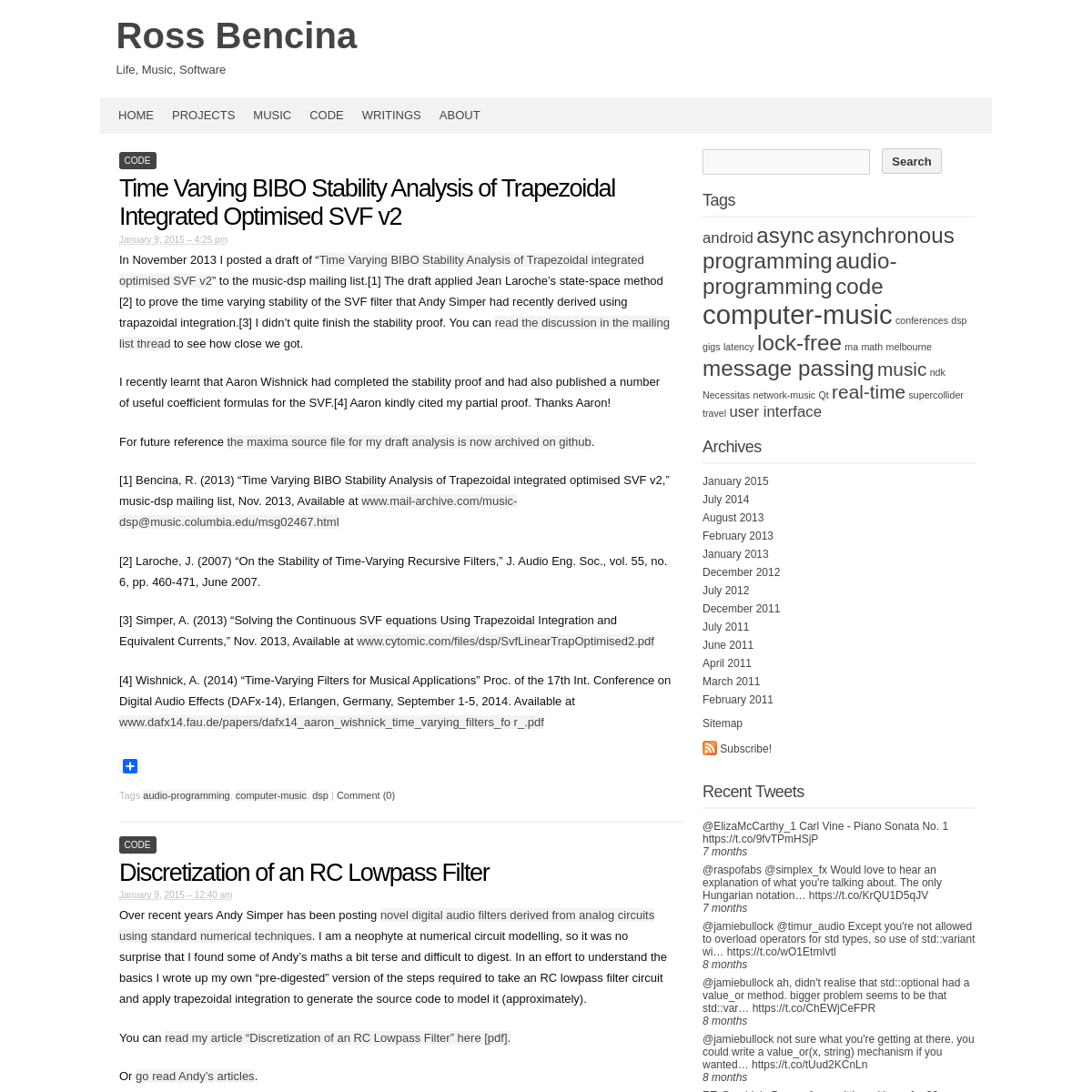 A complete backup of rossbencina.com