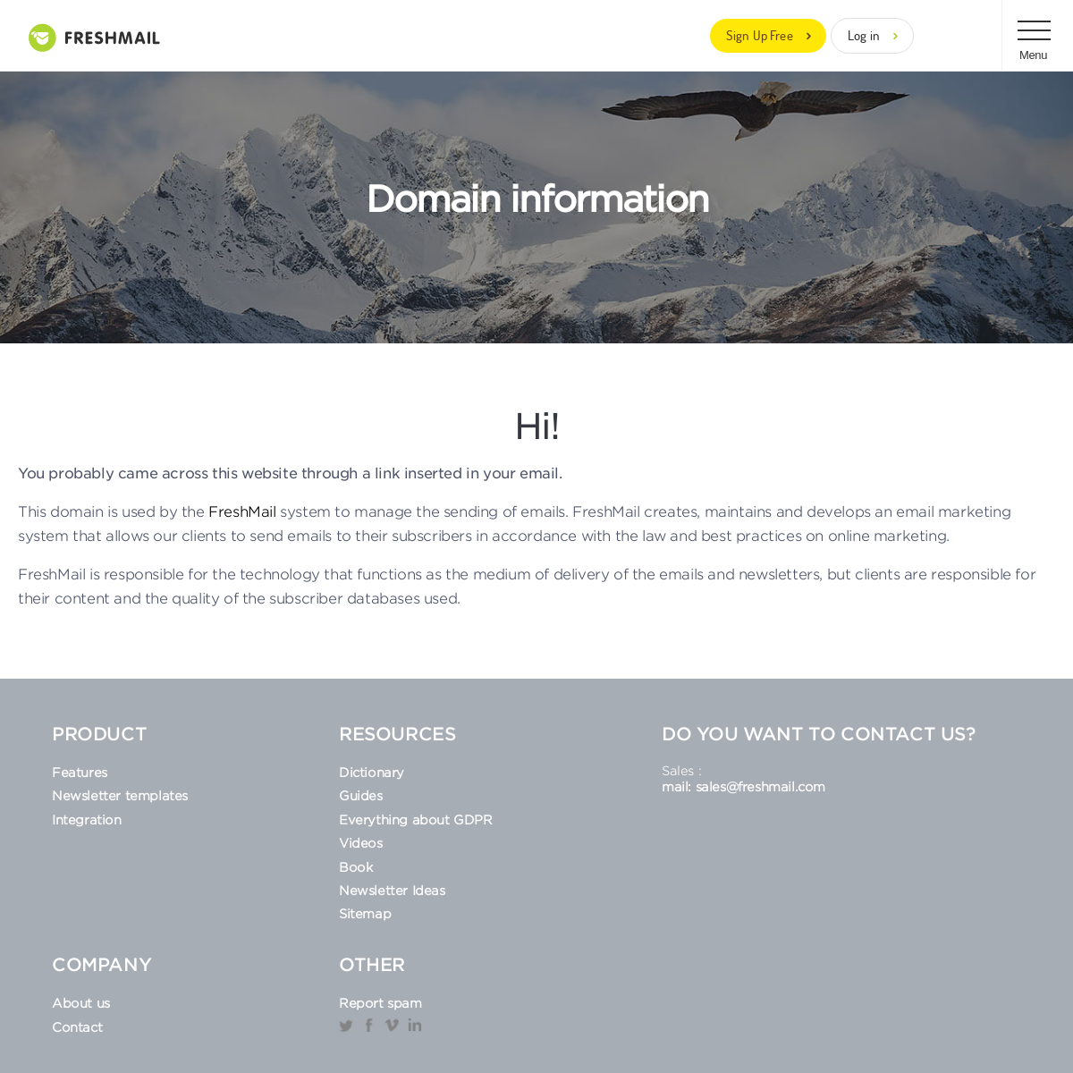 Domain information - FreshMail