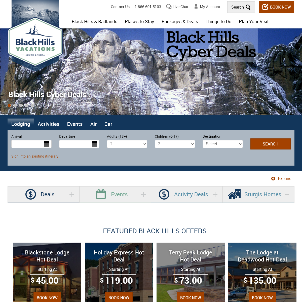 A complete backup of blackhillsvacations.com
