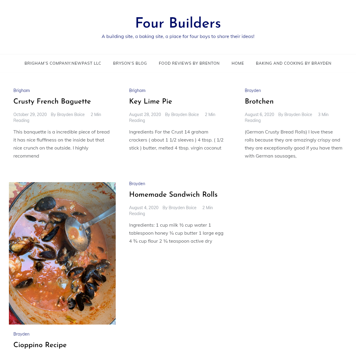 Four Builders â€“ A building site, a baking site, a place for four boys to share their ideas!