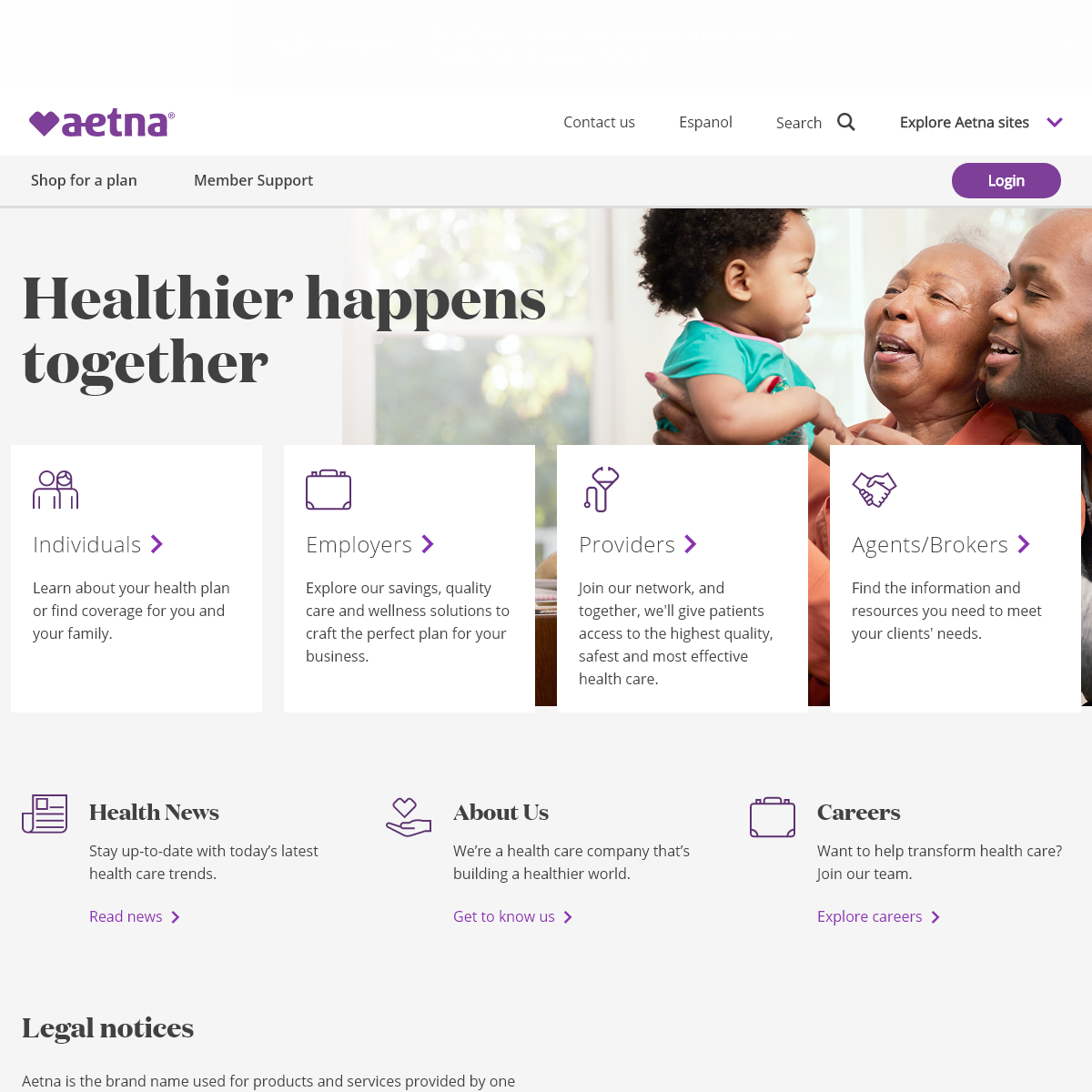 A complete backup of aetna.com